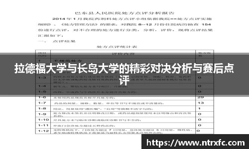 拉德福大学与长岛大学的精彩对决分析与赛后点评